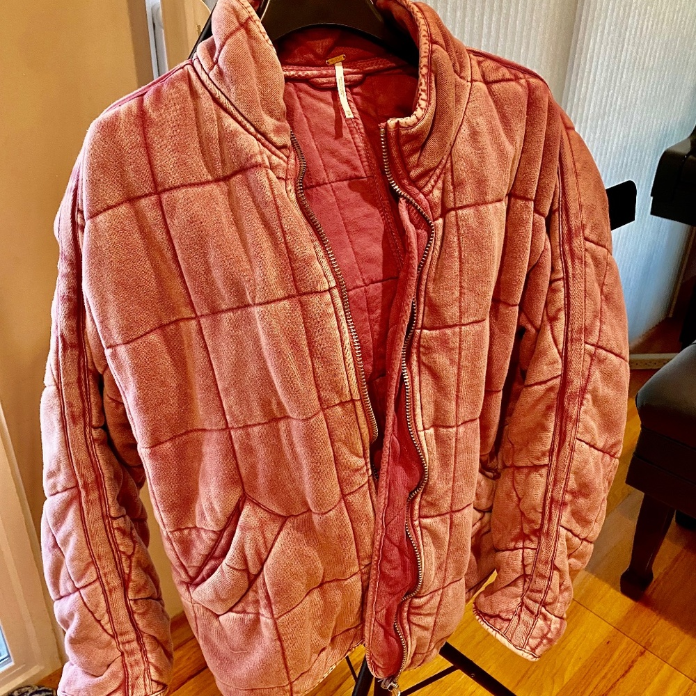 Free people pink dolman sleeve quilted jacket